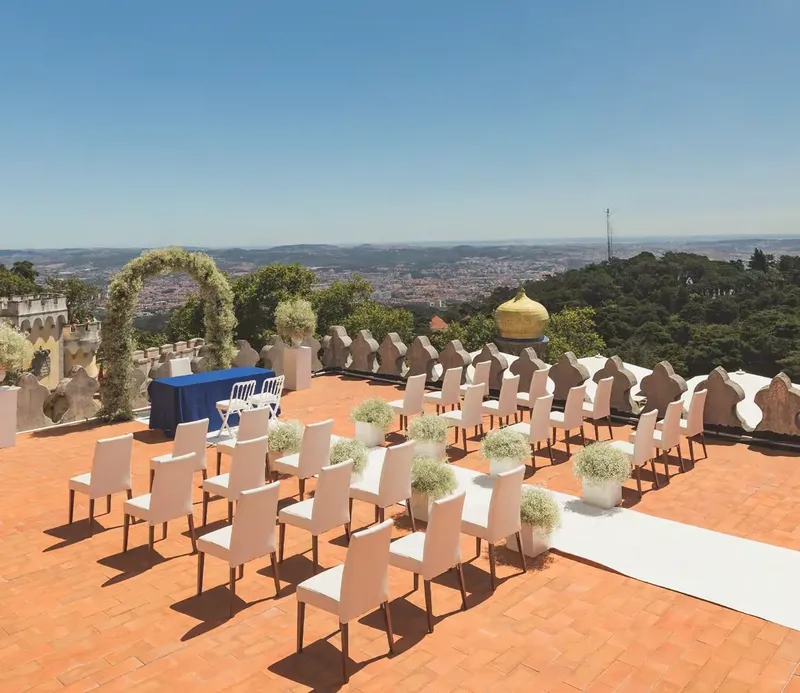 Monserrate Palace balcony with garden and valley view