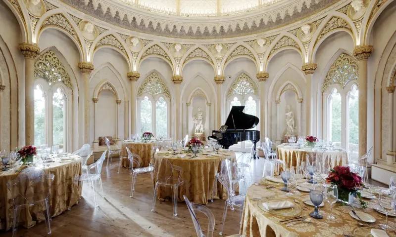 Monserrate Music Room is a gold-domed Romantic interior with grand piano.