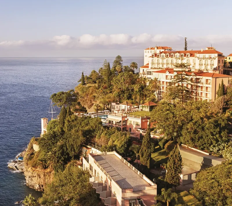 Belmond Reid's Palace exterior — Belle Époque clifftop hotel above Funchal Bay, Madeira